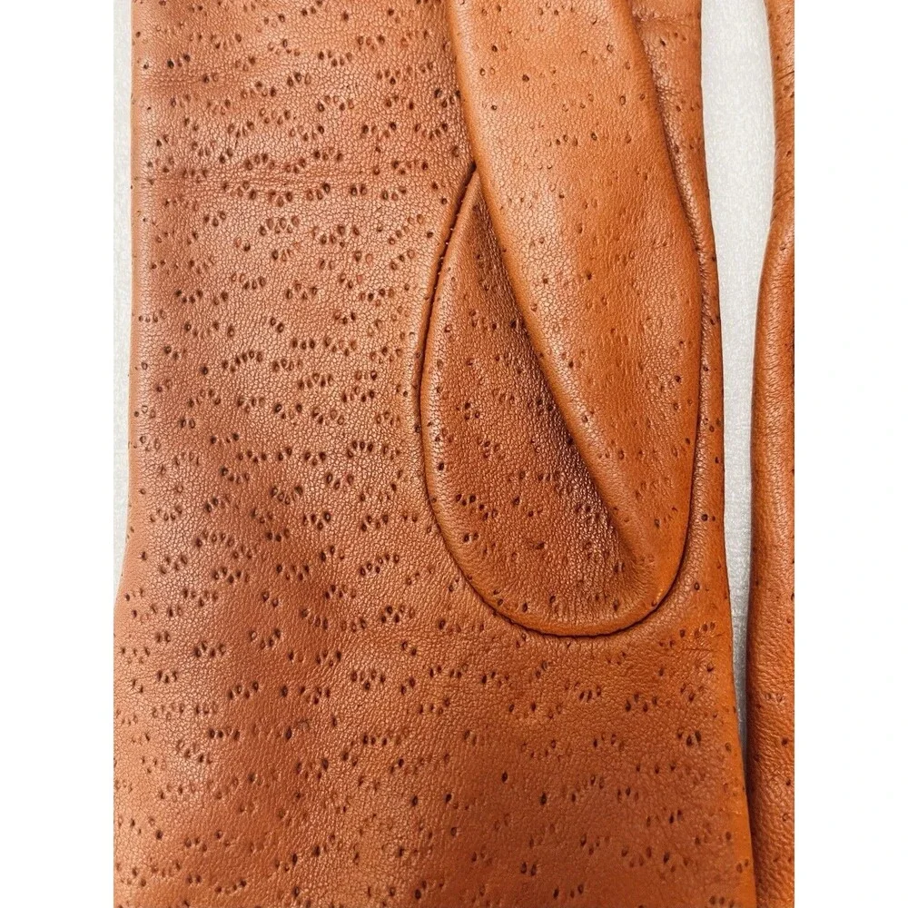 Genuine Leather Gloves Women’s Sz 7.5 Burnt Orange Cognac Fall Fashion Accessory